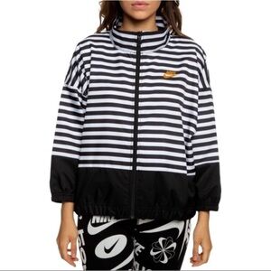 Nike Women's Striped Black and White Bomber Jacket